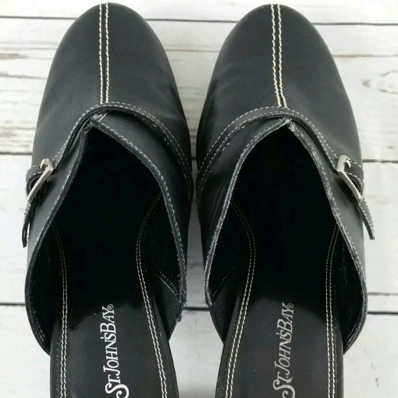 St John's Bay black leather womens mule size 10M New - Picture 9 of 9